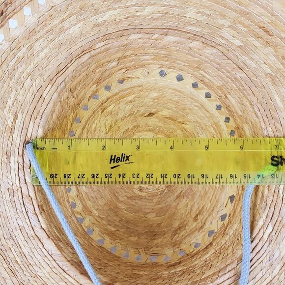 Straw Lattice Wide Brim Sun Hat Natural OS - Picture 8 of 8